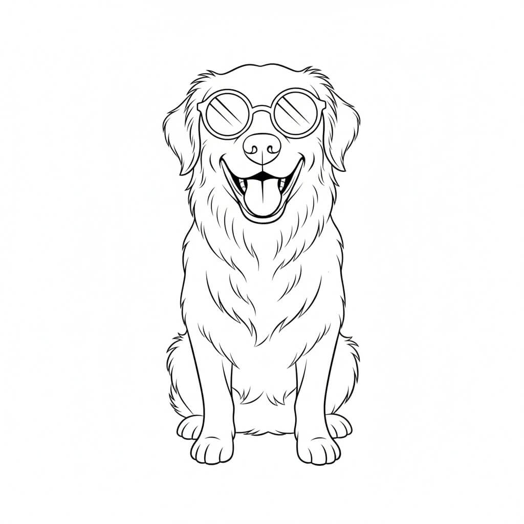Cachorro oculos escuros para colorir para colorir