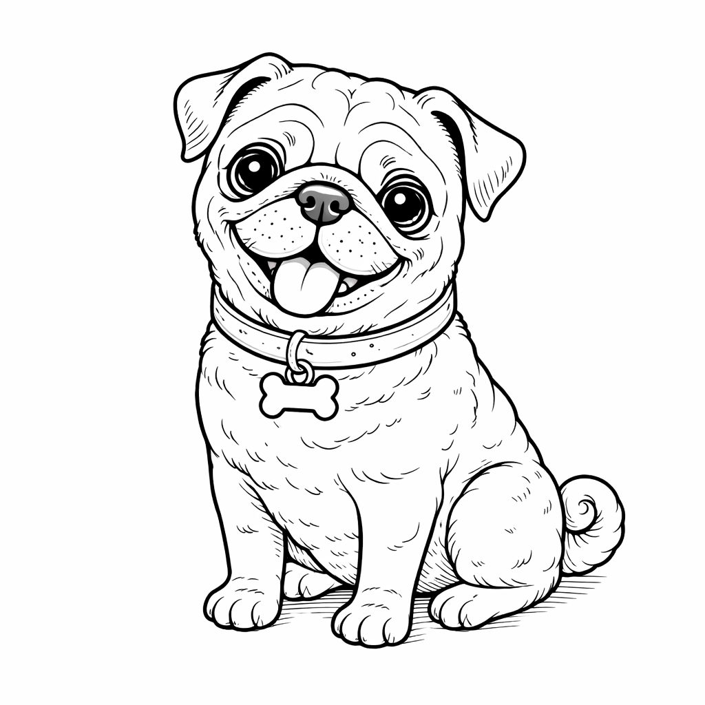 Cachorro pug para colorir para colorir