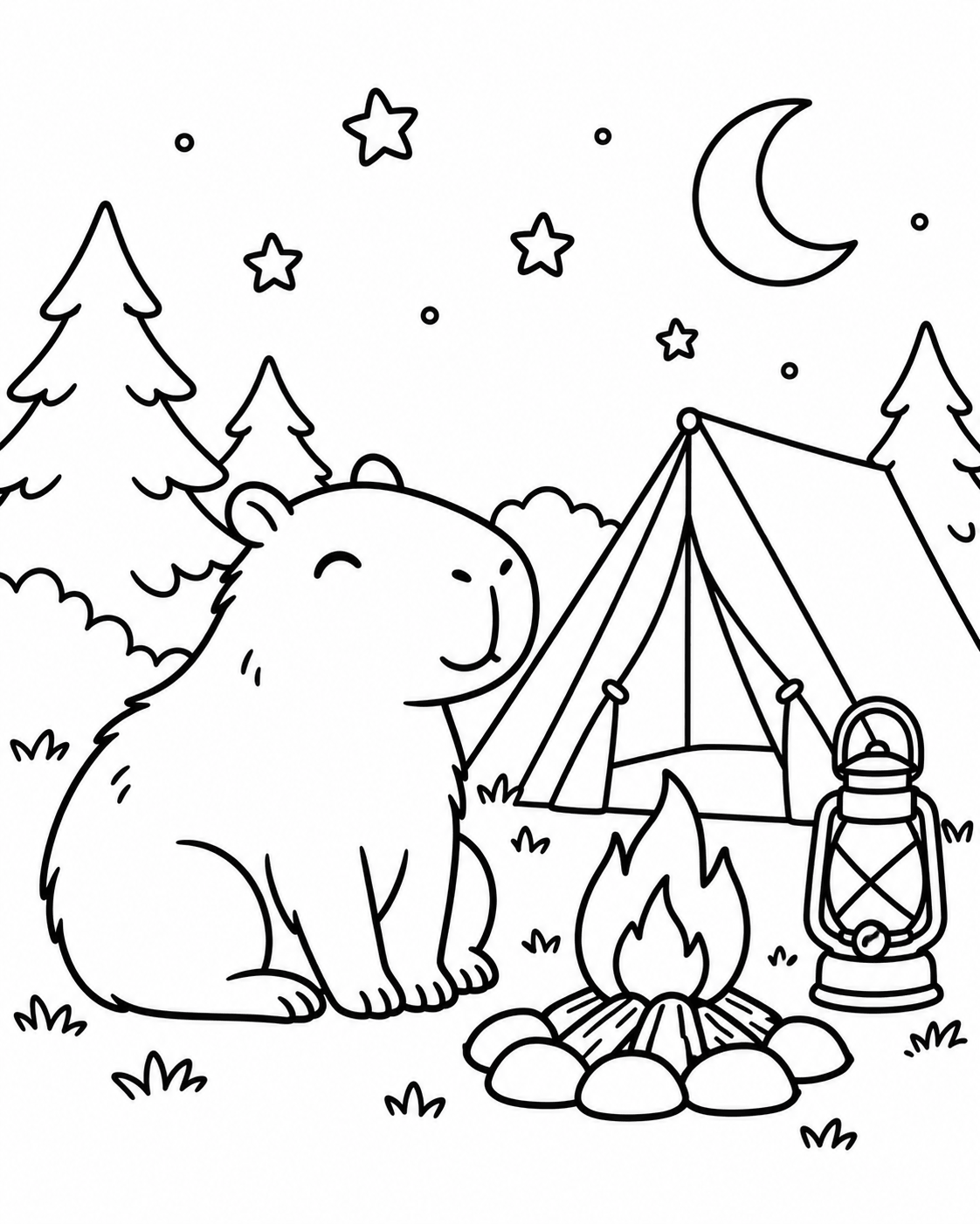 Capivara acampamento para colorir para colorir
