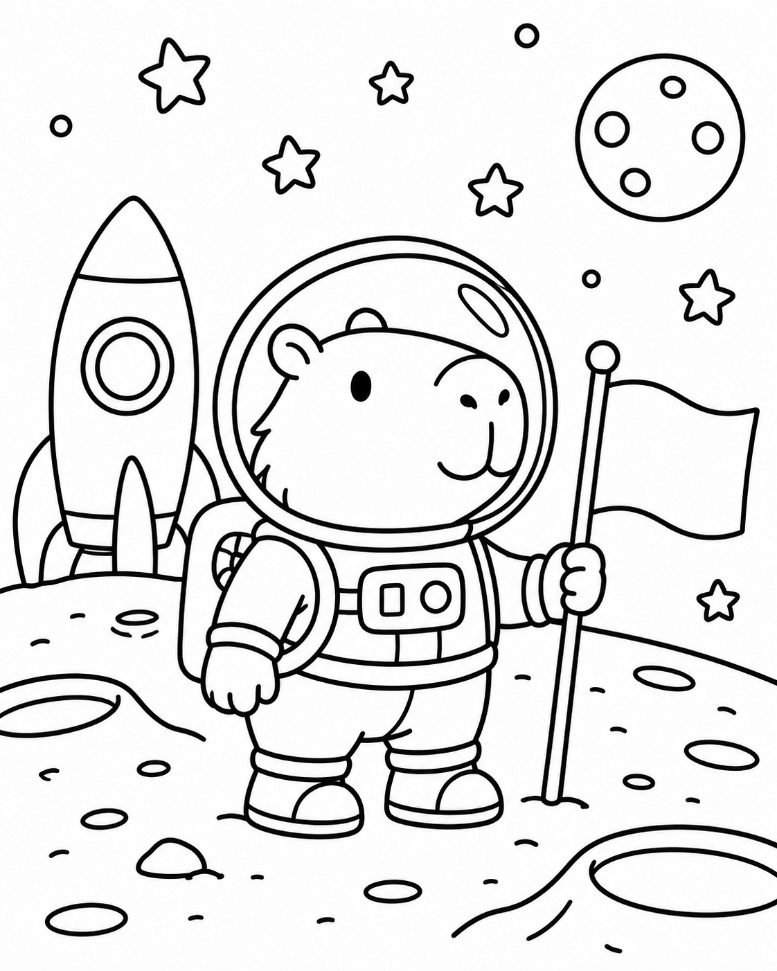 Capivara astronauta para colorir para colorir