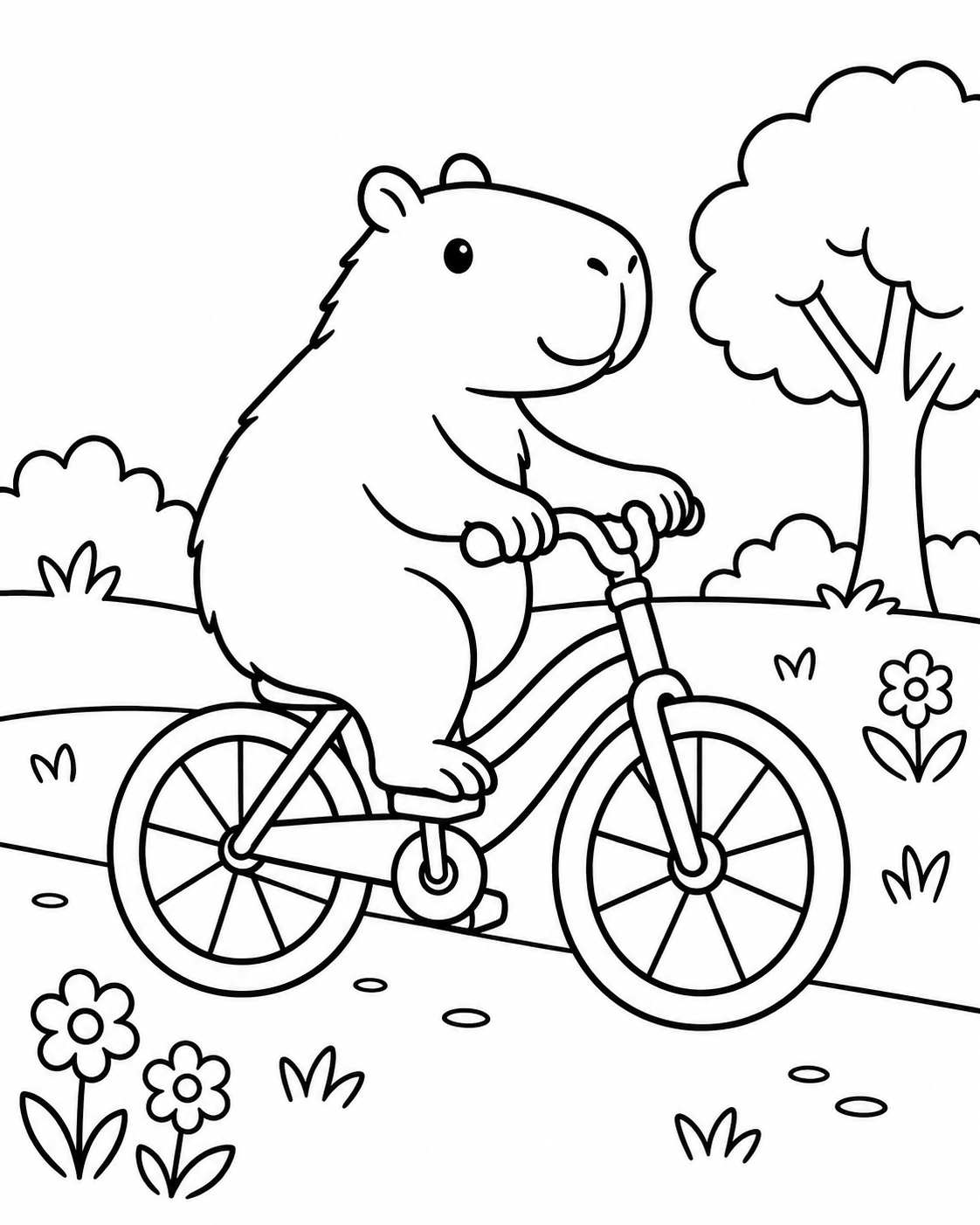 Capivara bicicleta para colorir para colorir