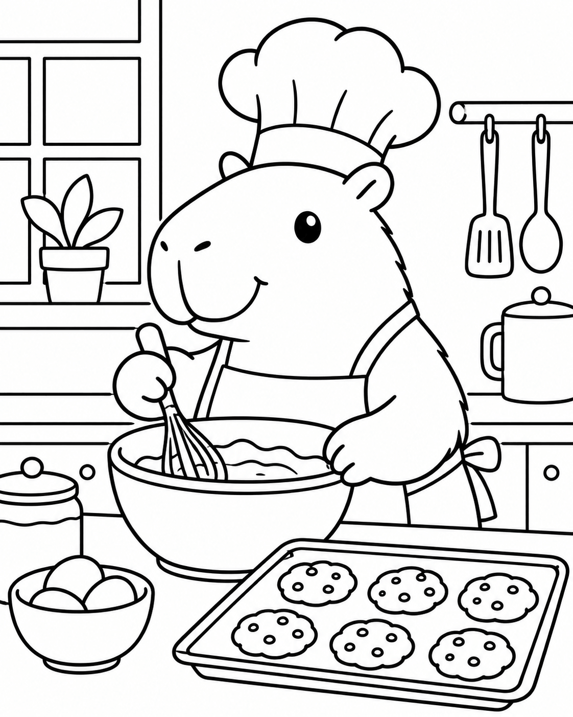 Capivara chef para colorir para colorir