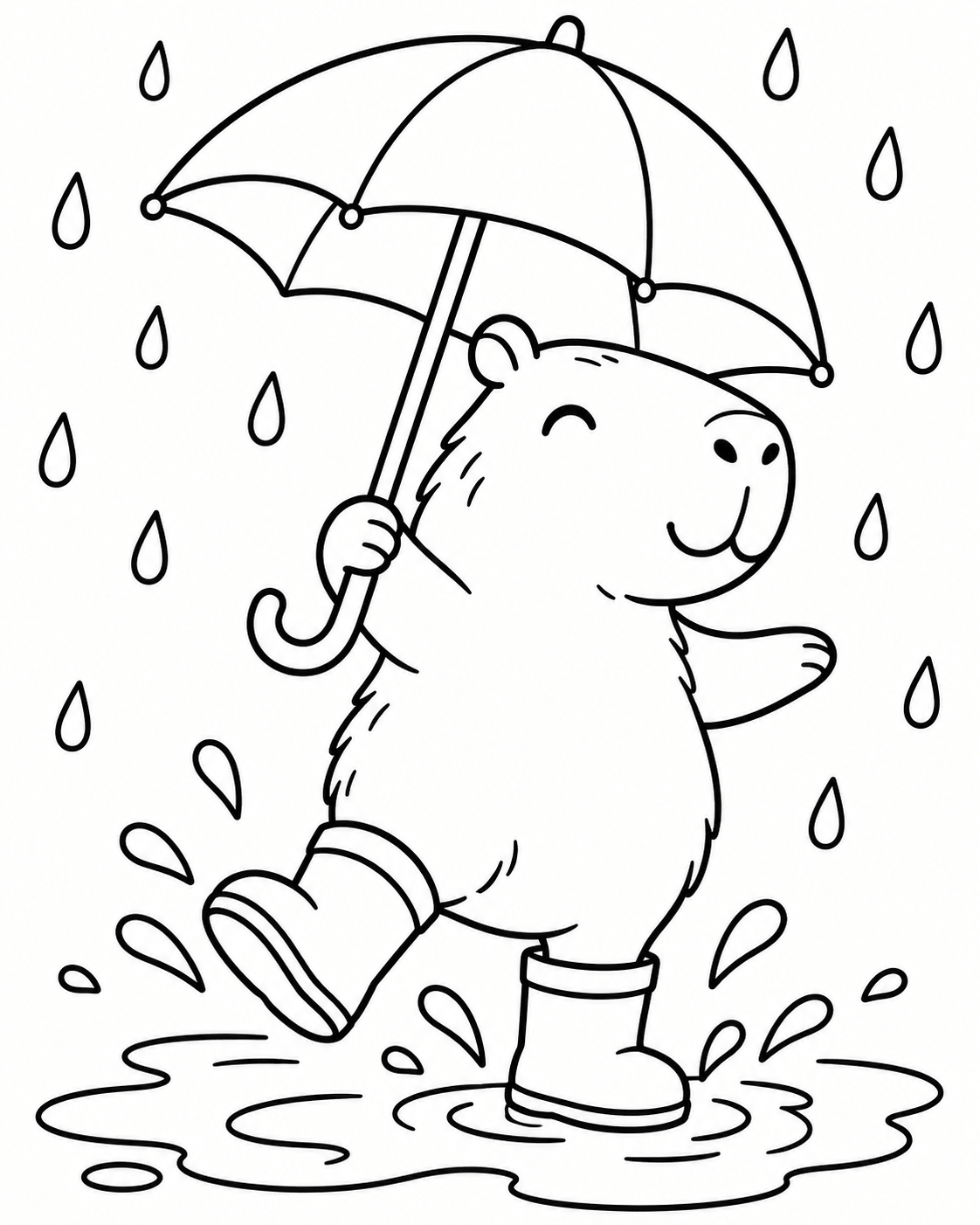 Capivara chuva para colorir para colorir