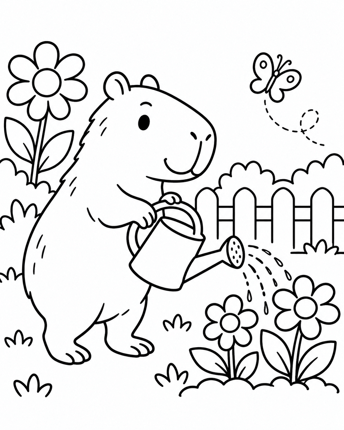 Capivara jardim para colorir para colorir