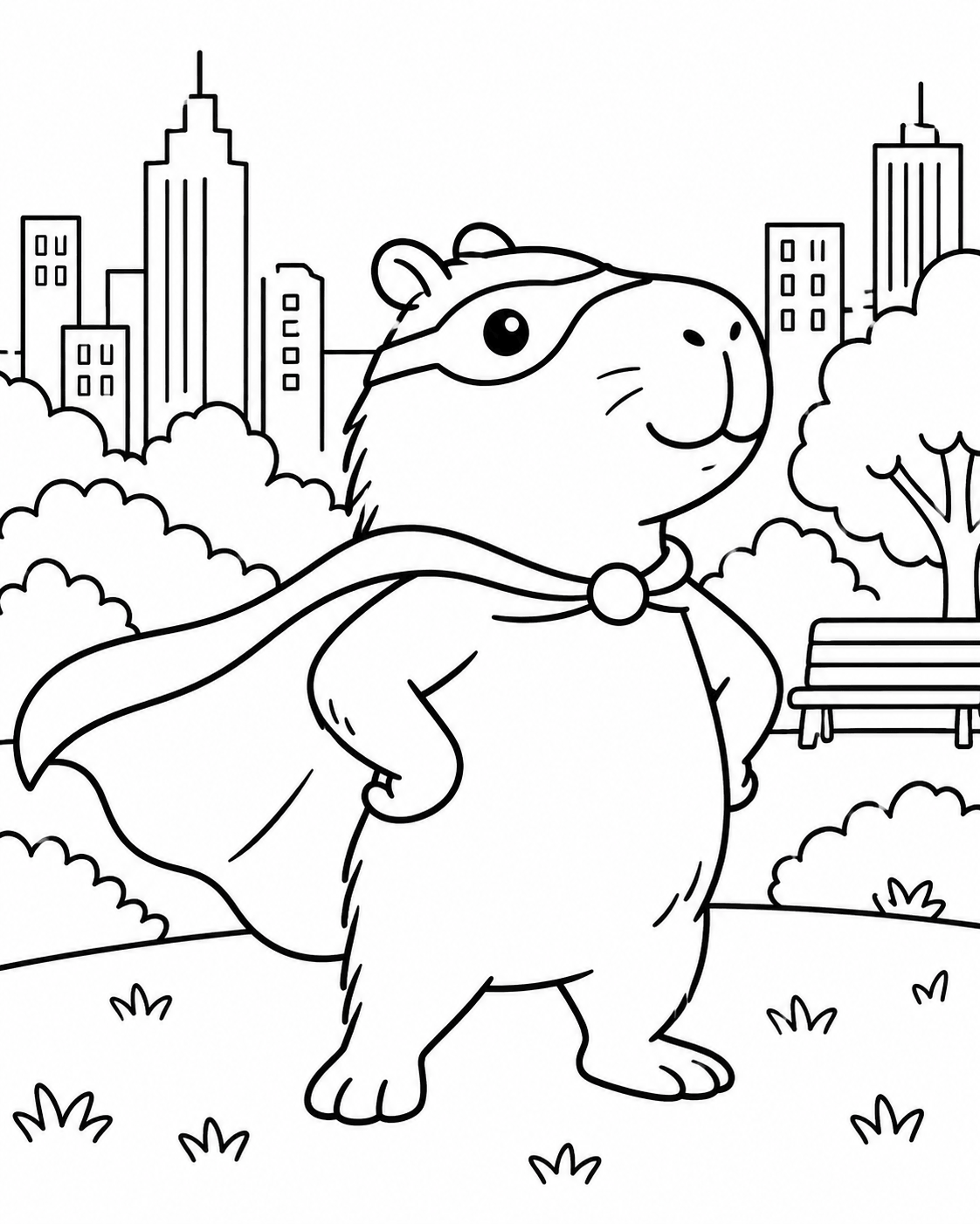 Super capivara para colorir para colorir