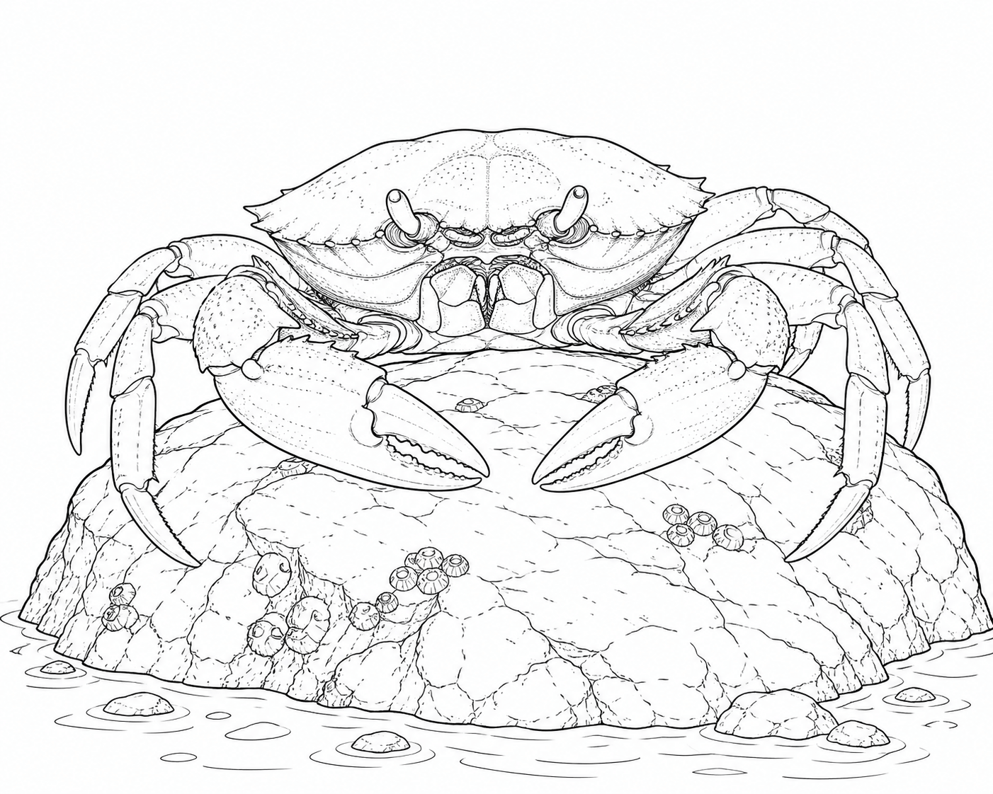 Caranguejo realista na pedra para colorir para colorir