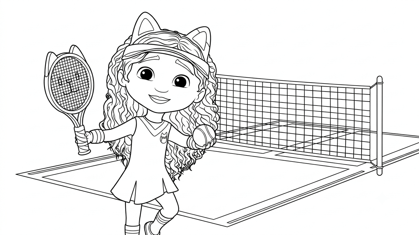 Gabby jogando tenis para colorir para colorir