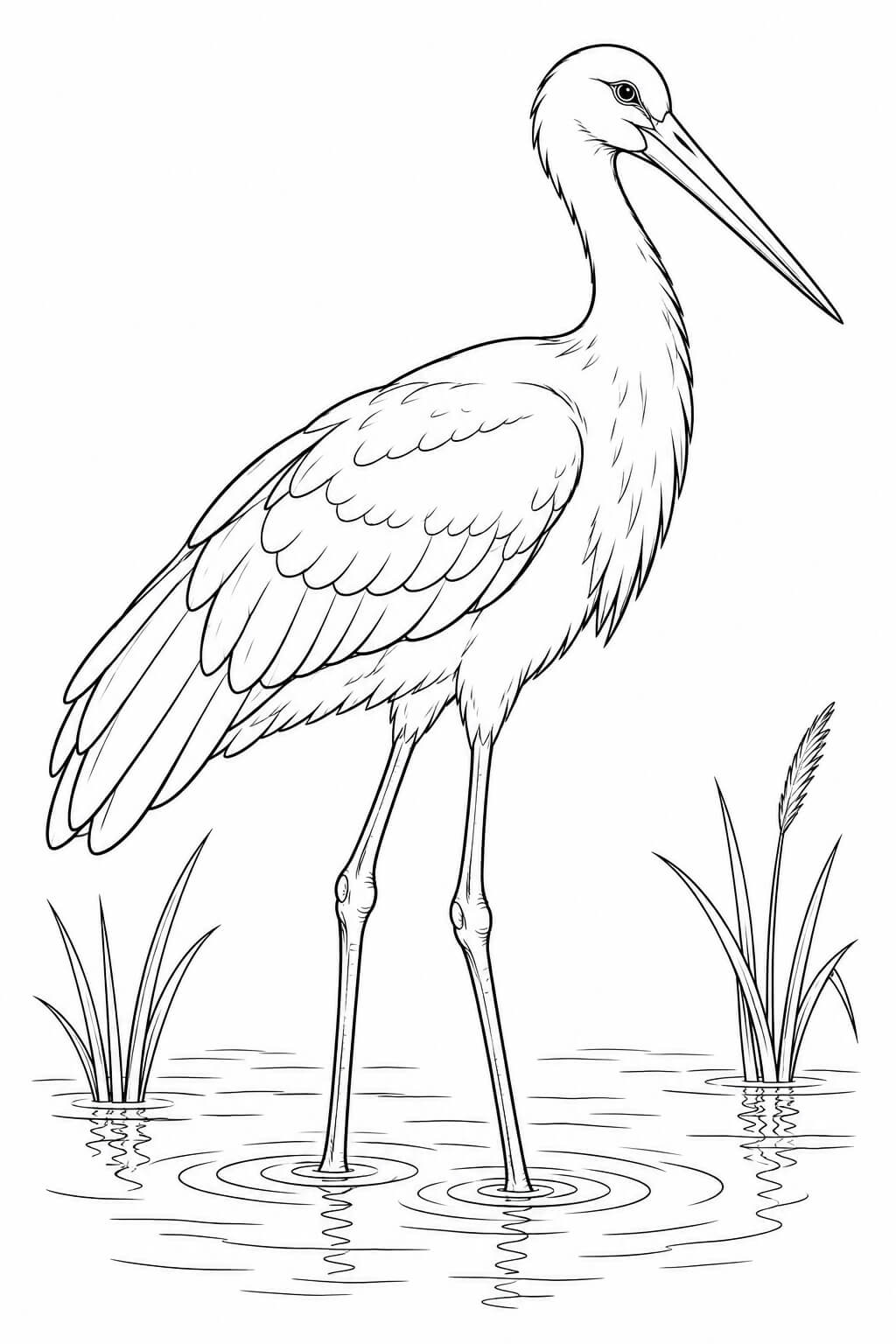 Cegonha realista para colorir para colorir
