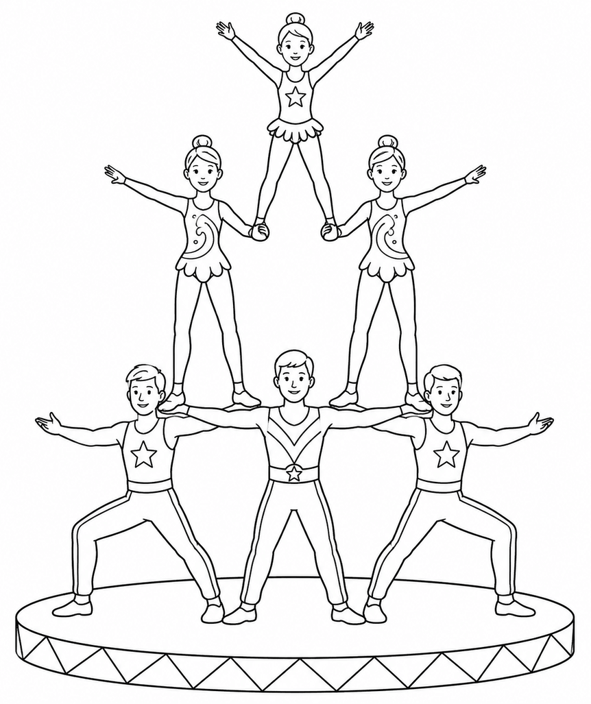 Acrobatas circo para colorir para colorir