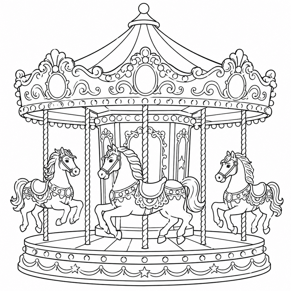 Carrossel circo para colorir para colorir