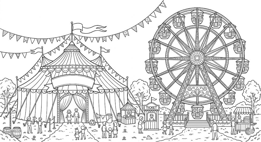 Entrada circo para colorir para colorir