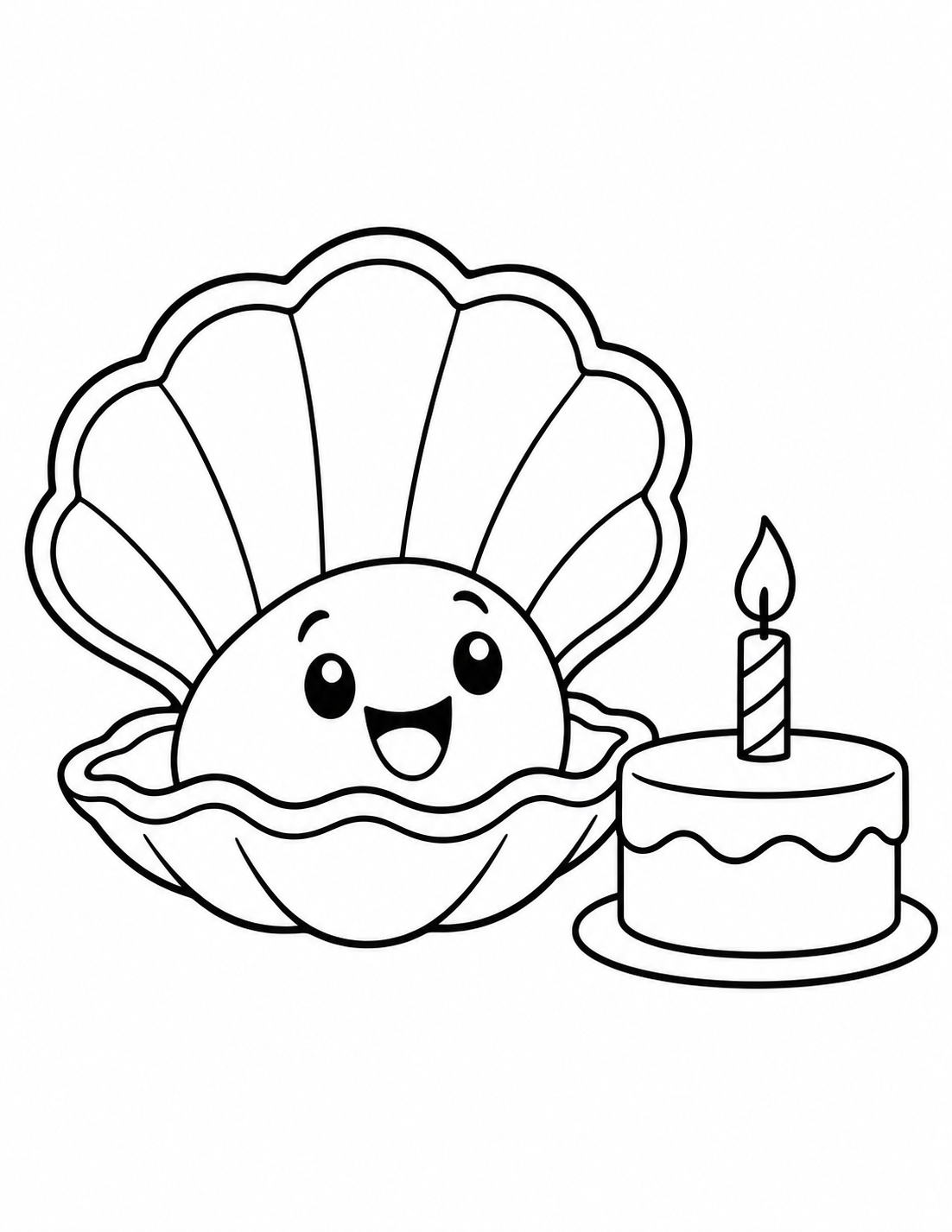 Concha com bolo de aniversario para colorir para colorir