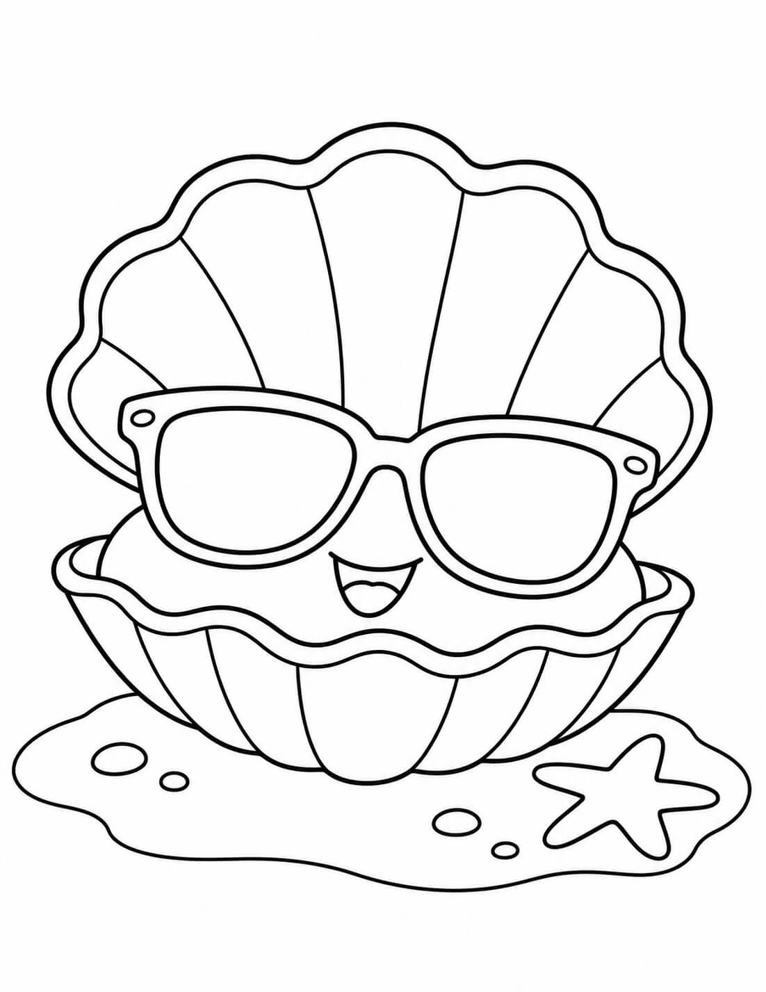 Concha com oculos de sol para colorir para colorir