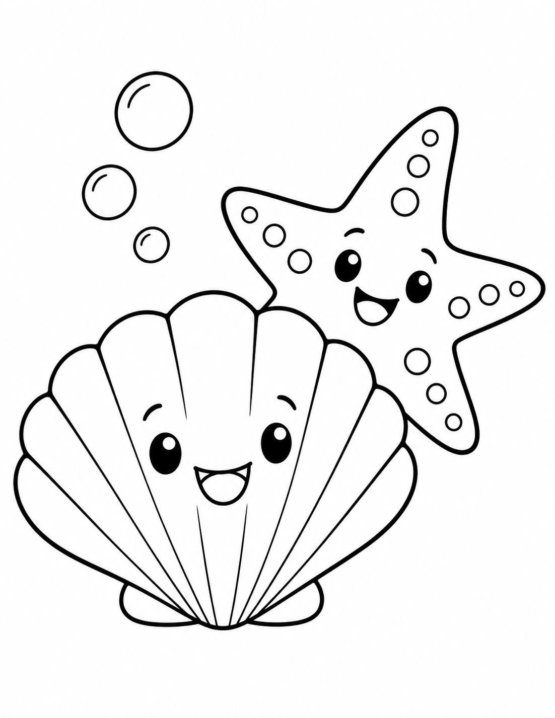 Concha e estrela do mar para colorir para colorir