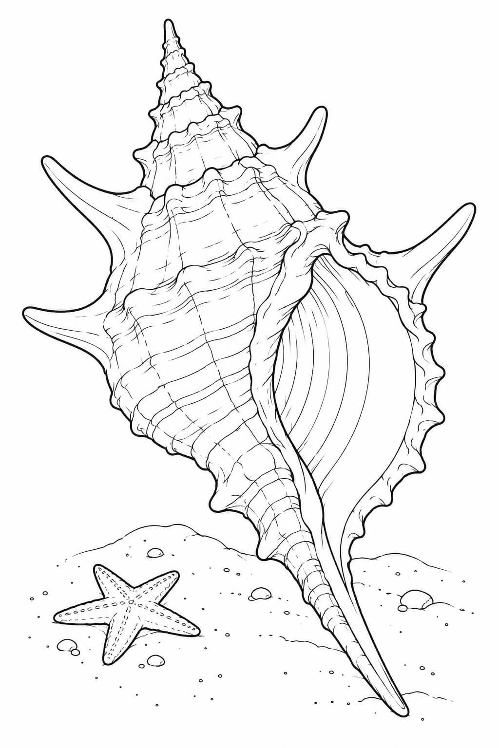 Concha marinha com espinhos para colorir para colorir