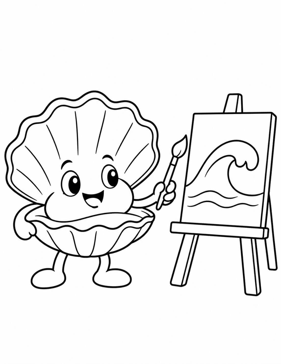 Concha pintando um quadro para colorir para colorir