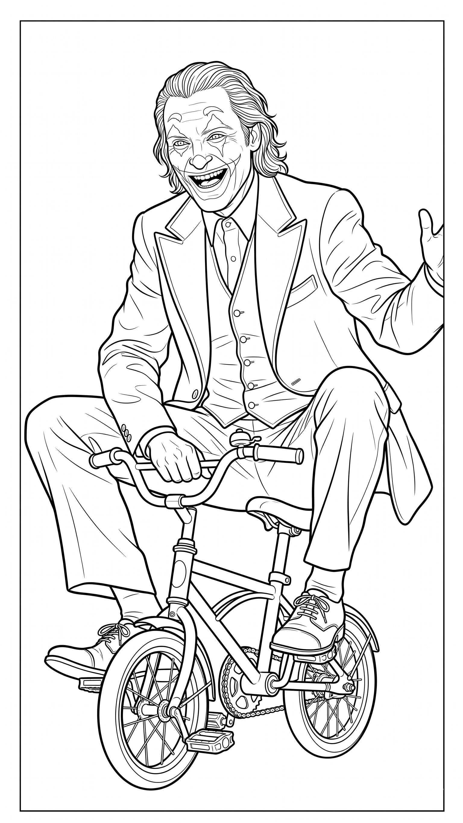 Coringa andando de bicicleta para colorir para colorir