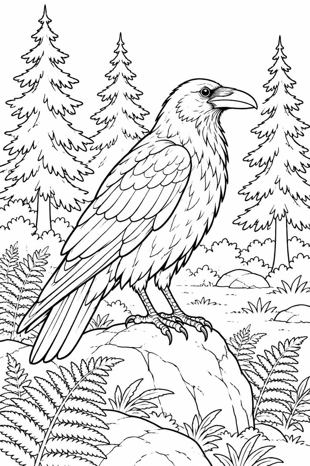 Corvo na floresta para colorir para colorir
