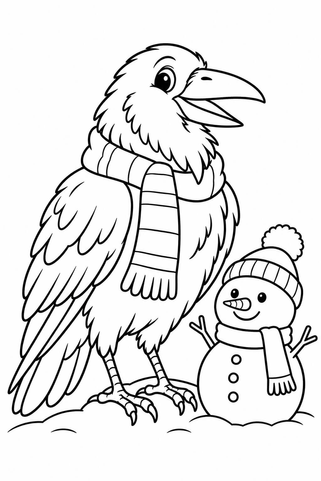Corvo na neve para colorir para colorir