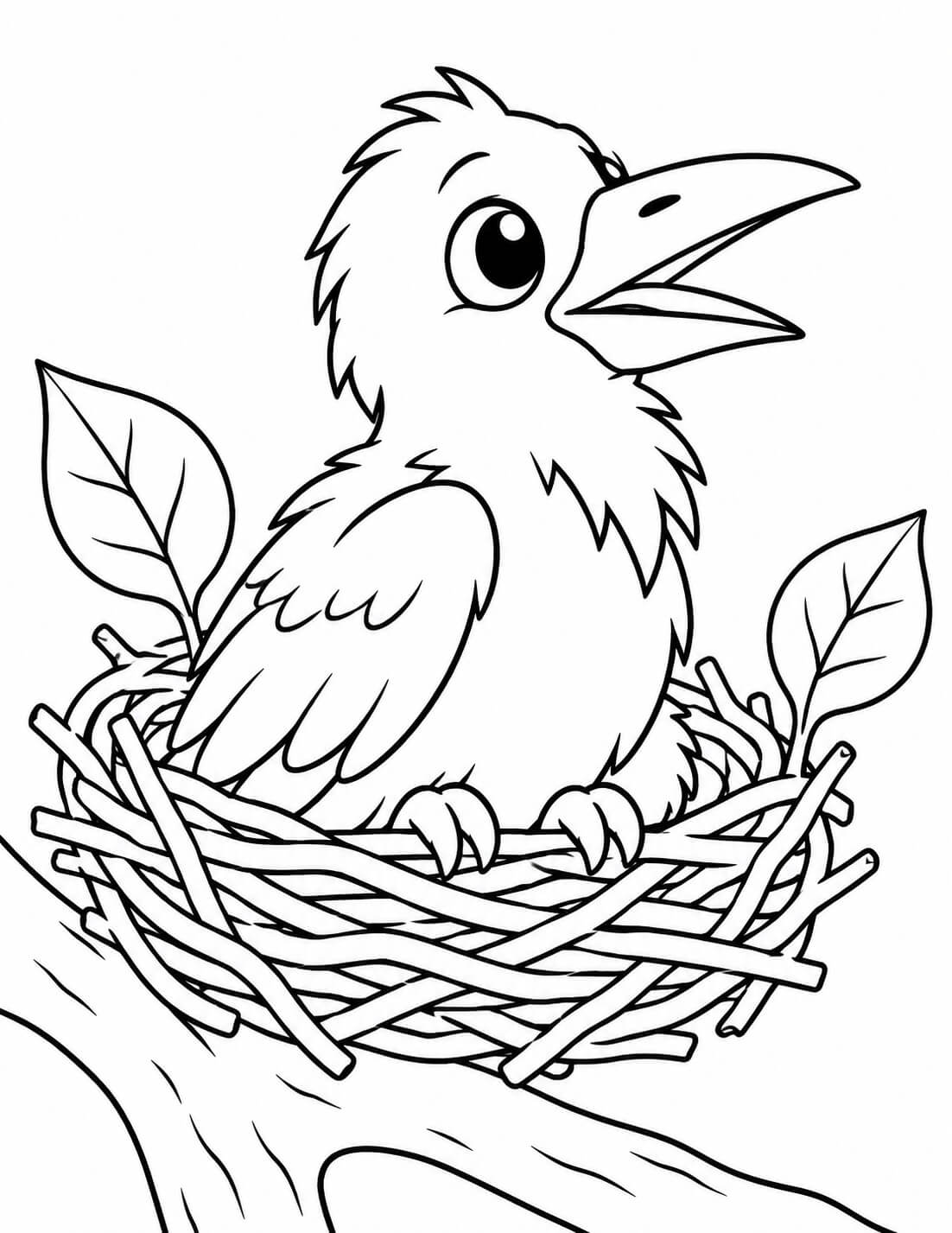 Filhote de corvo no ninho para colorir para colorir