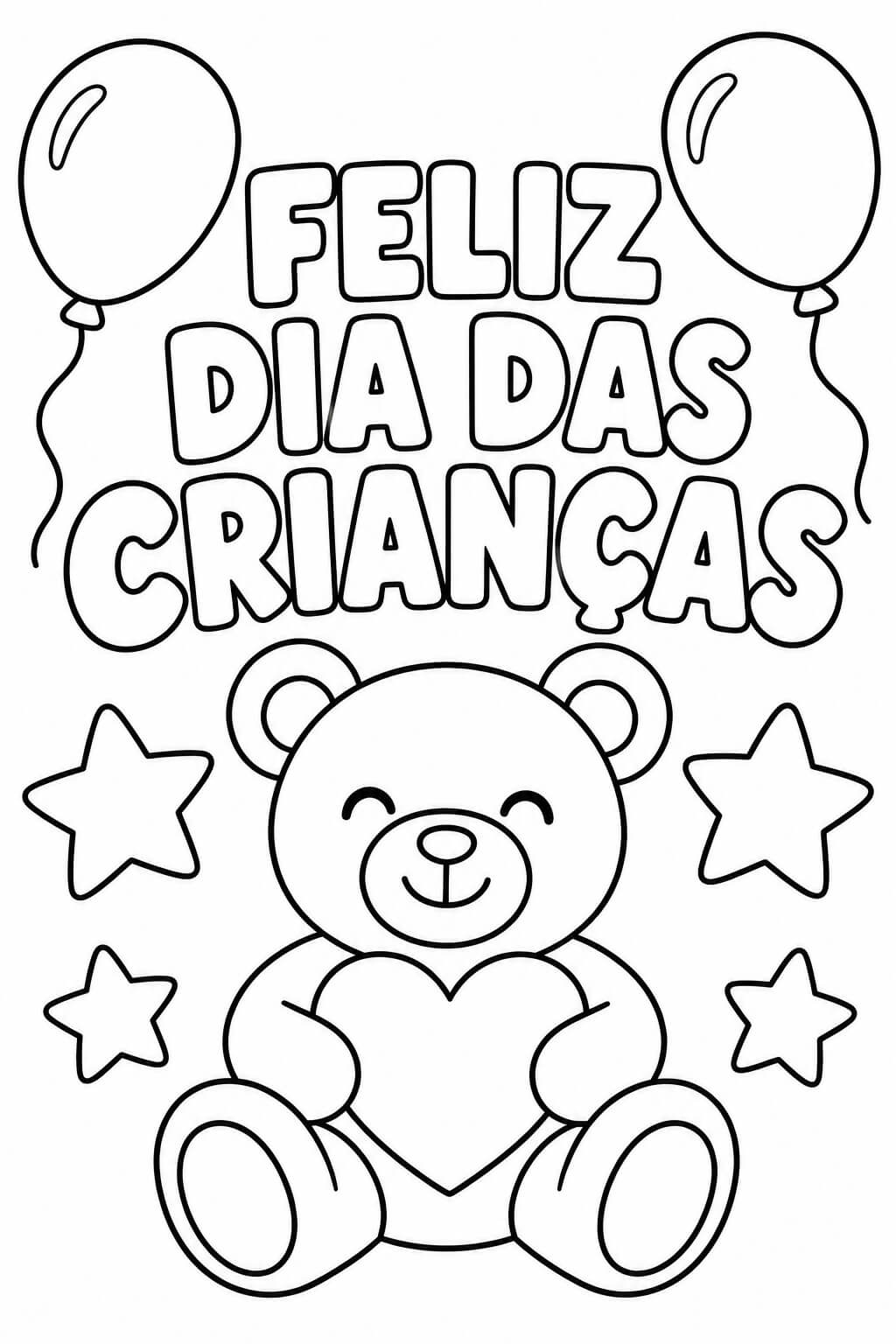 Cartao feliz dia das criancas para colorir para colorir