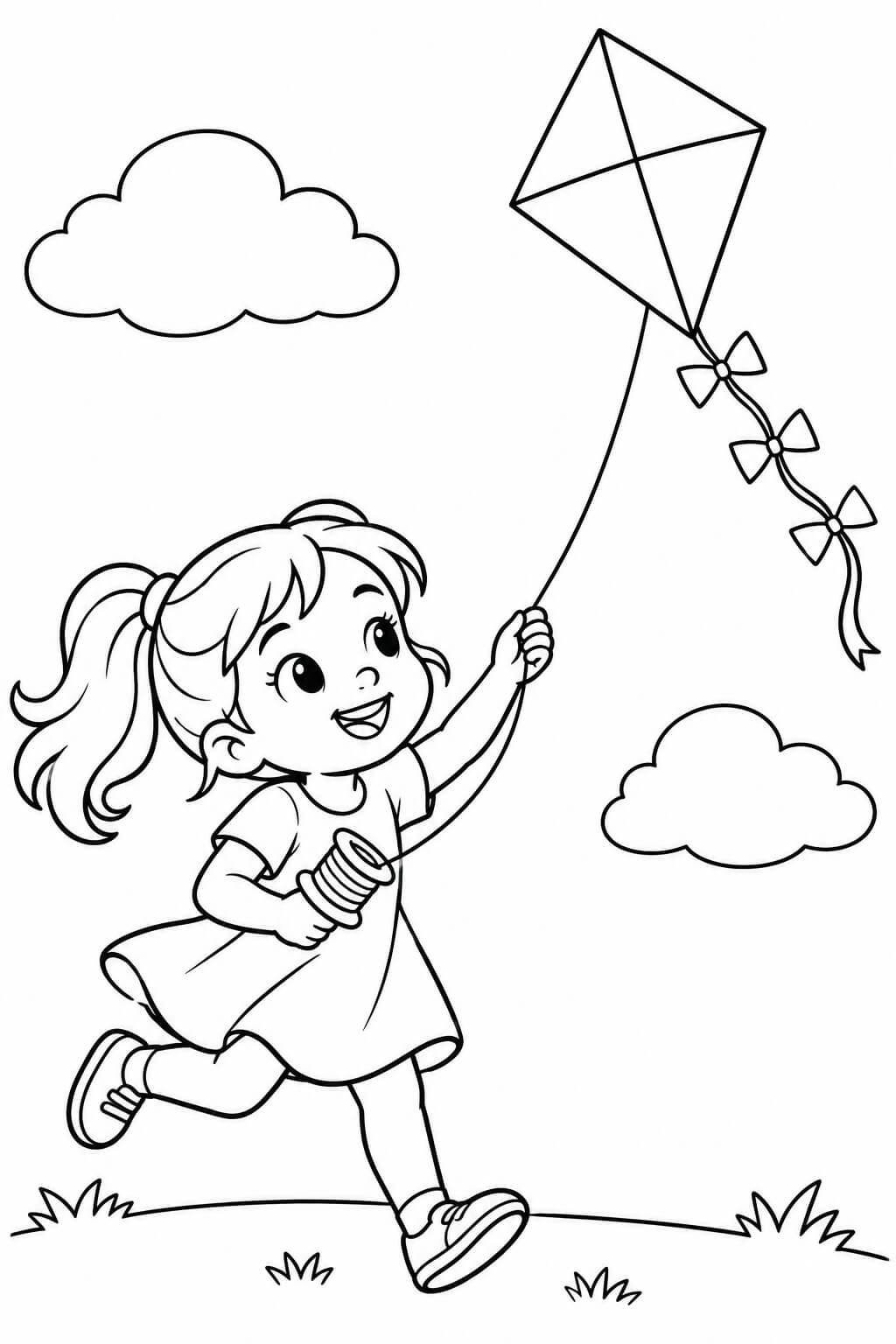 Crianca com pipa para colorir para colorir