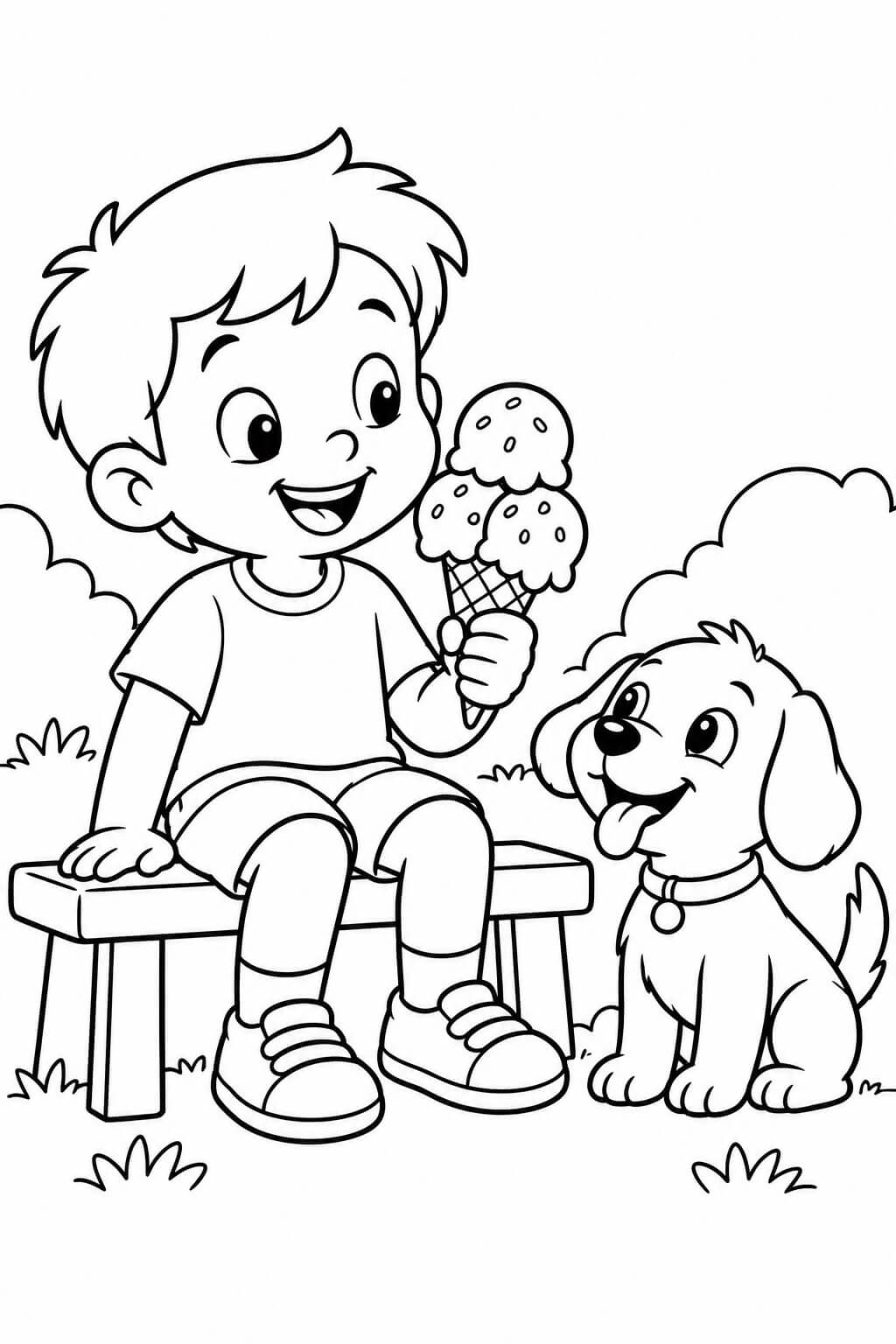 Crianca com sorvete para colorir para colorir