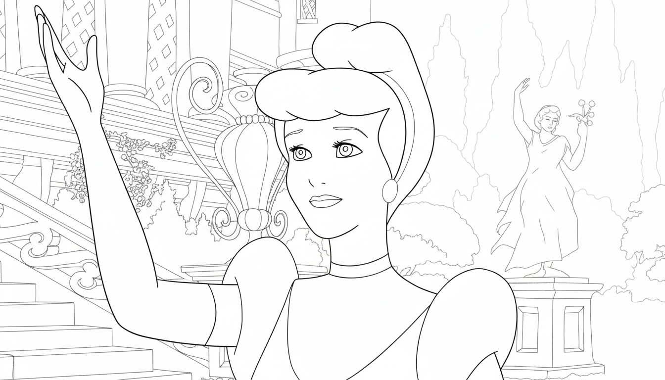 Cinderela castelo para colorir