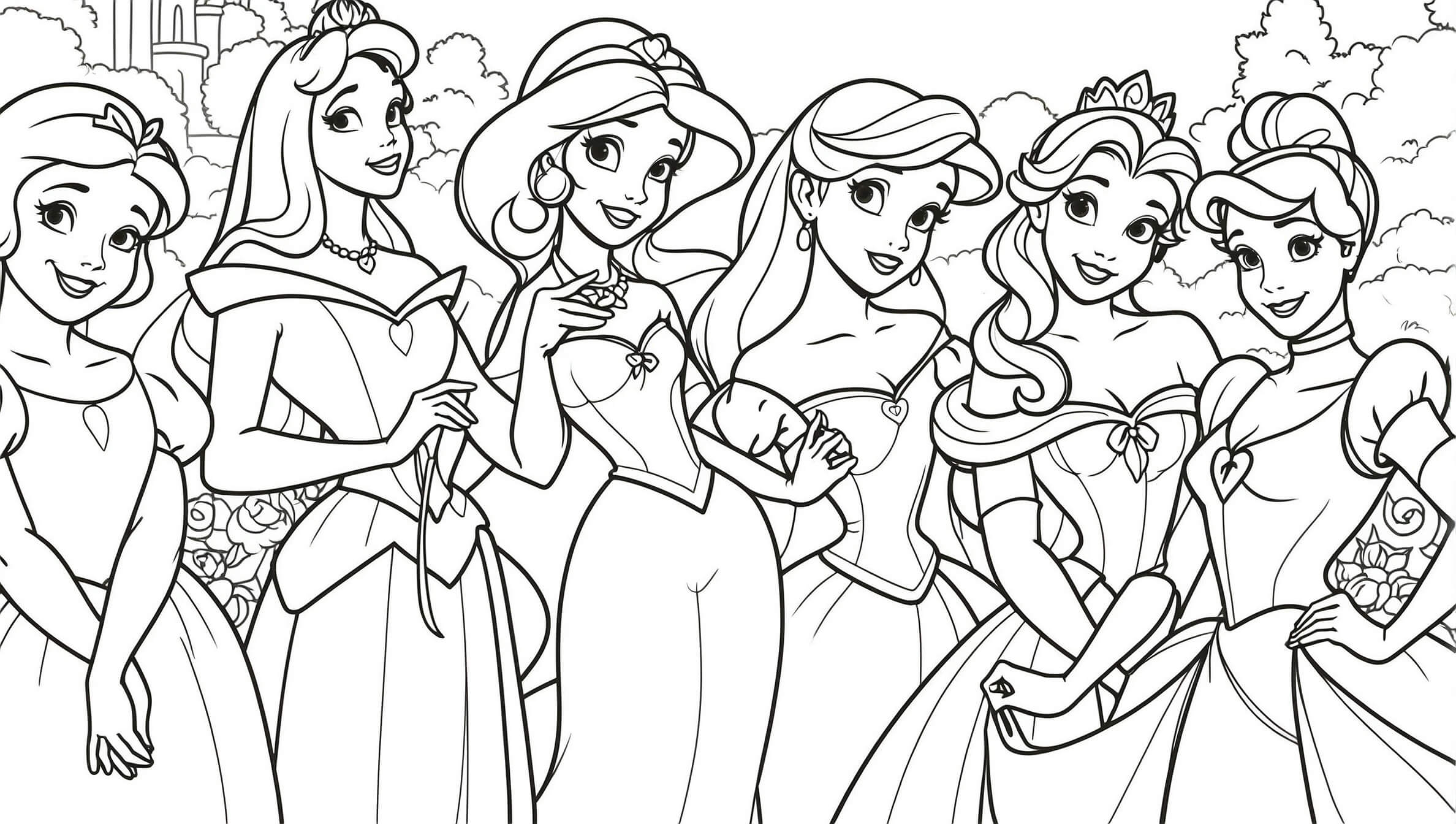Princesas disney 1 para colorir