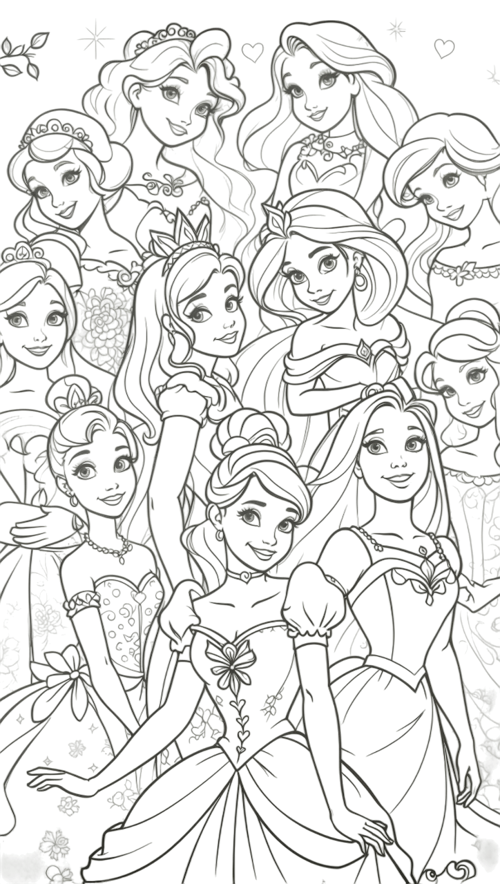 Princesas disney 2 para colorir
