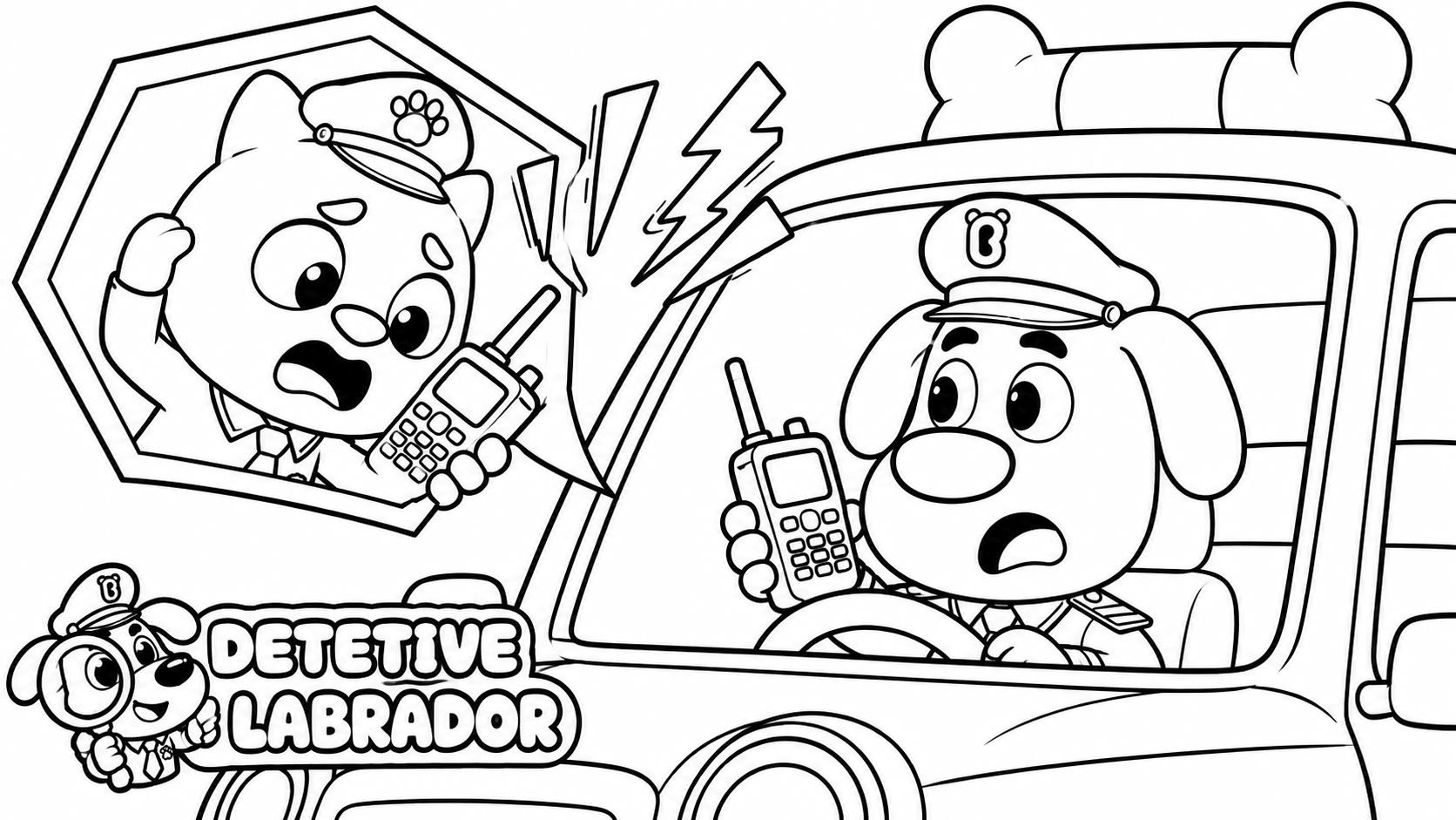 Detetive labrador equipamentos para colorir para colorir