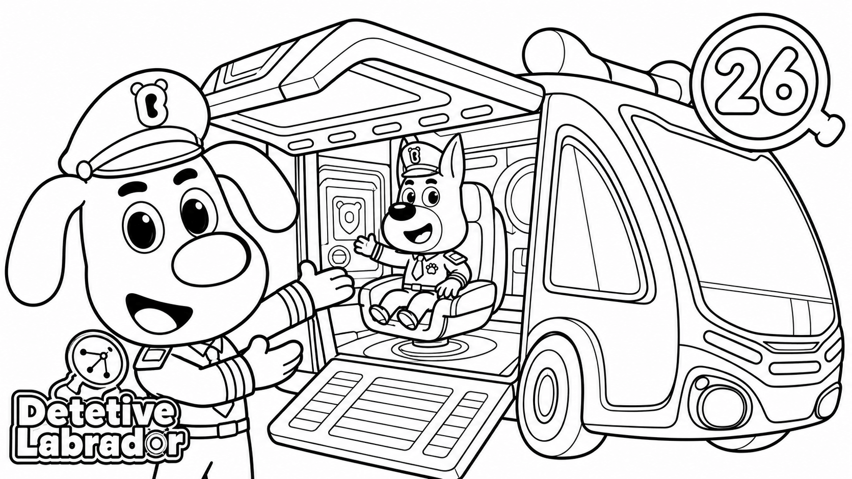 Detetive labrador onibus para colorir para colorir