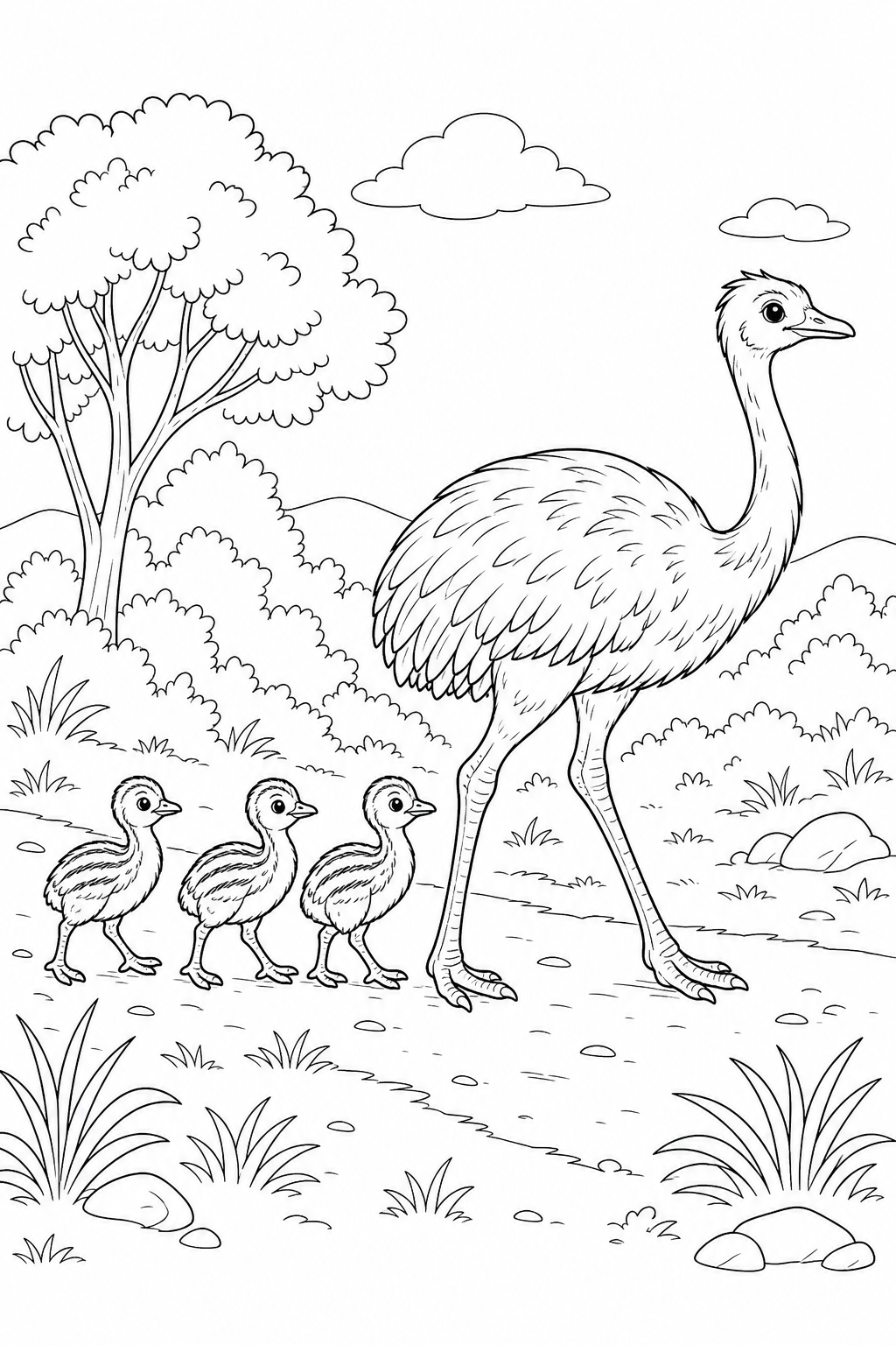 Ema com filhotes para colorir para colorir