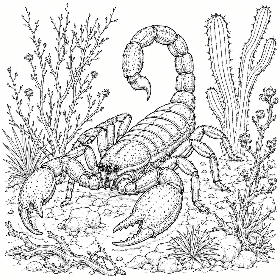 Escorpiao detalhado para colorir para colorir