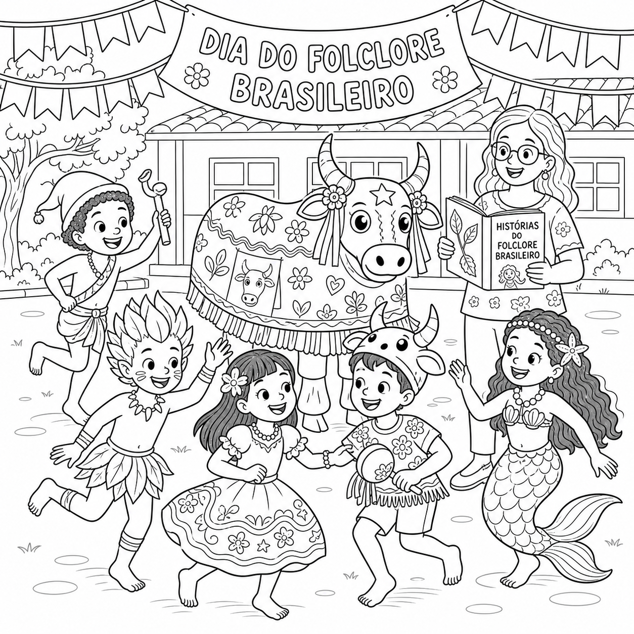 Dia do folclore para colorir para colorir