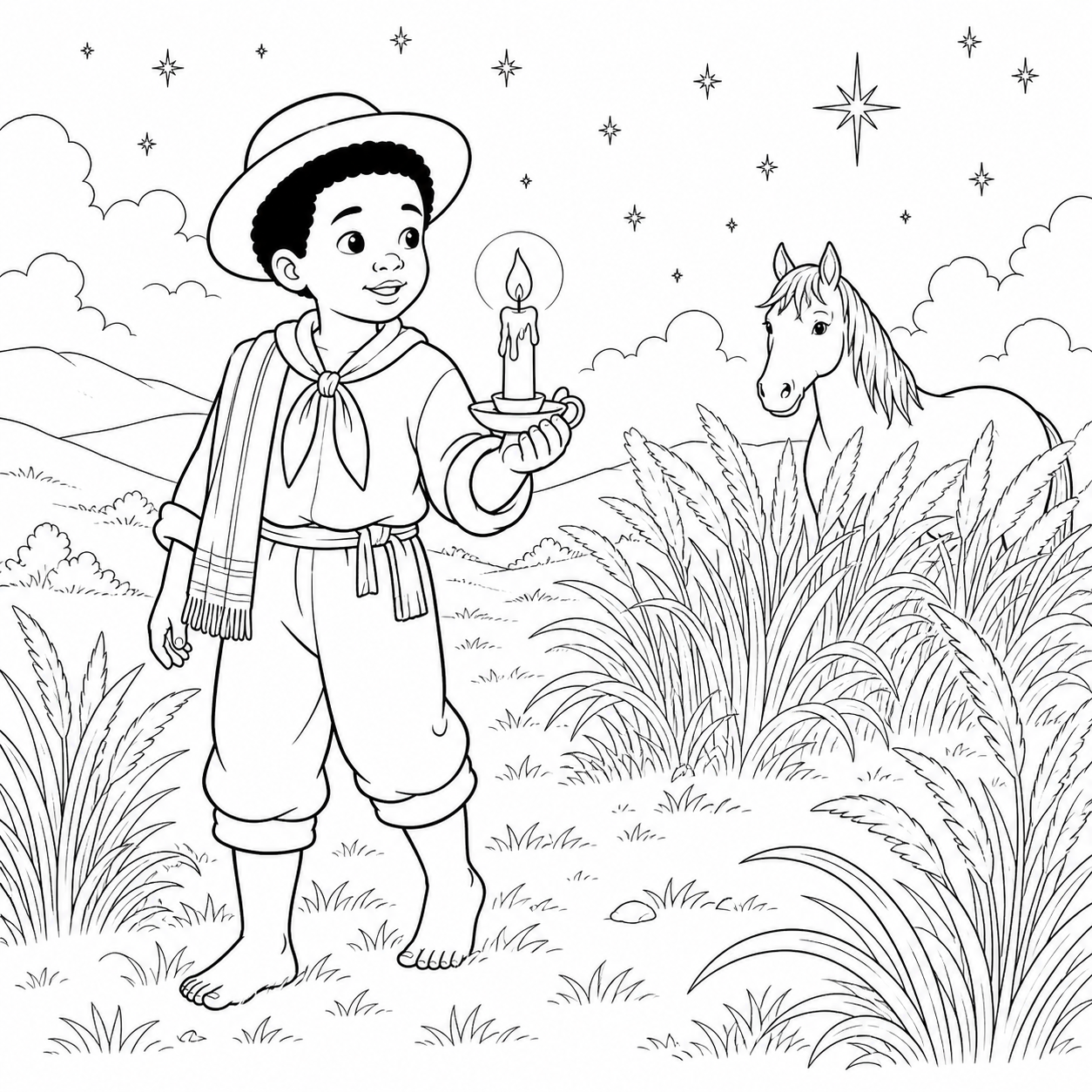Negrinho do pastoreio para colorir para colorir