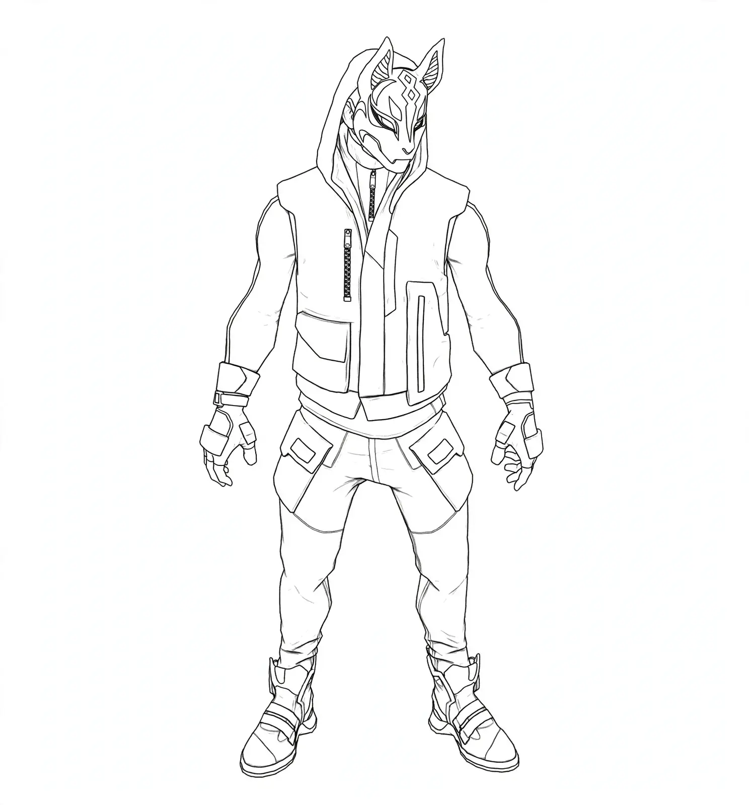 Fortnite drift com mascara de raposa para colorir para colorir