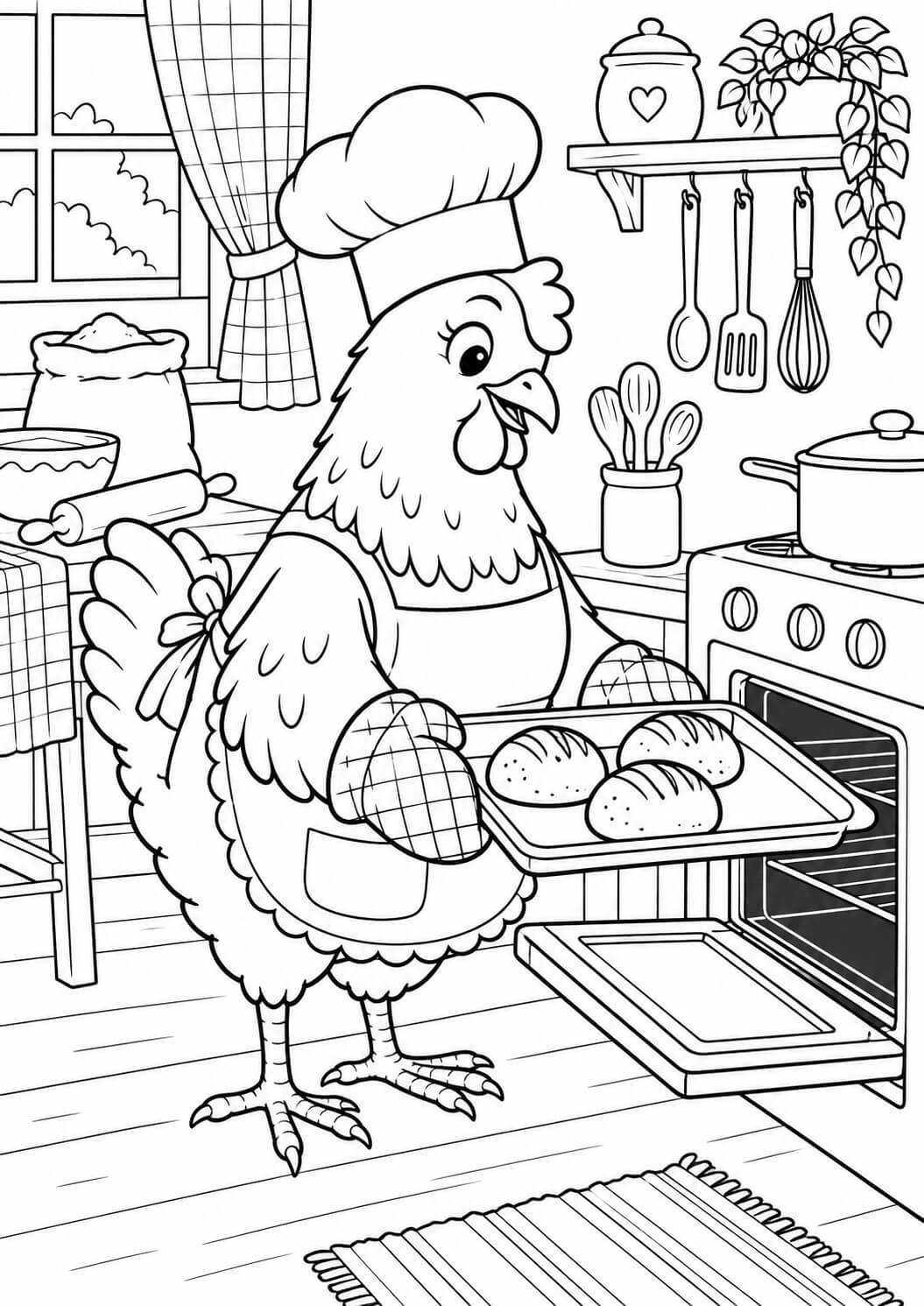 Galinha padeira para colorir para colorir