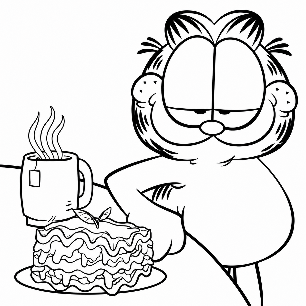 Garfield comida para colorir para colorir