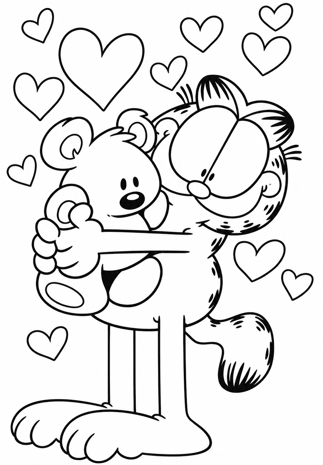 Garfield e urso para colorir para colorir
