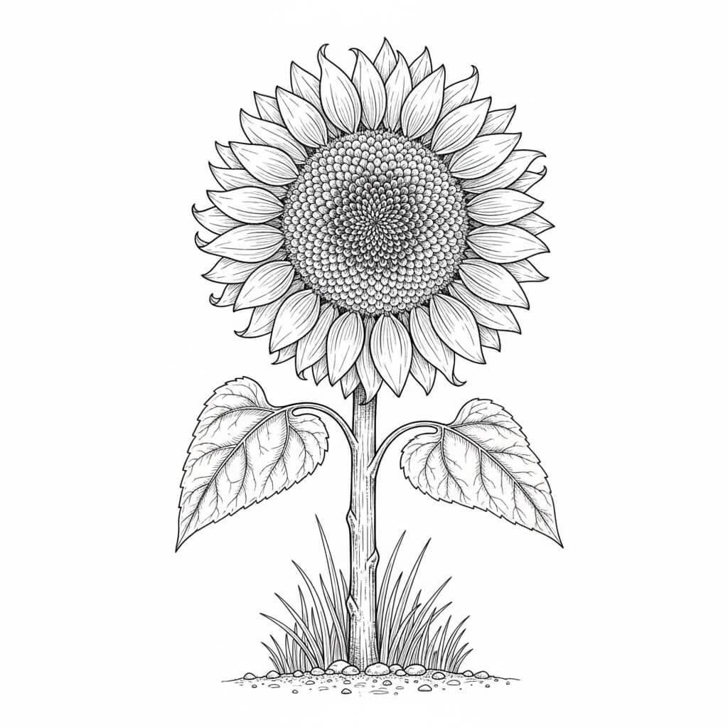 Girassol realista para colorir para colorir