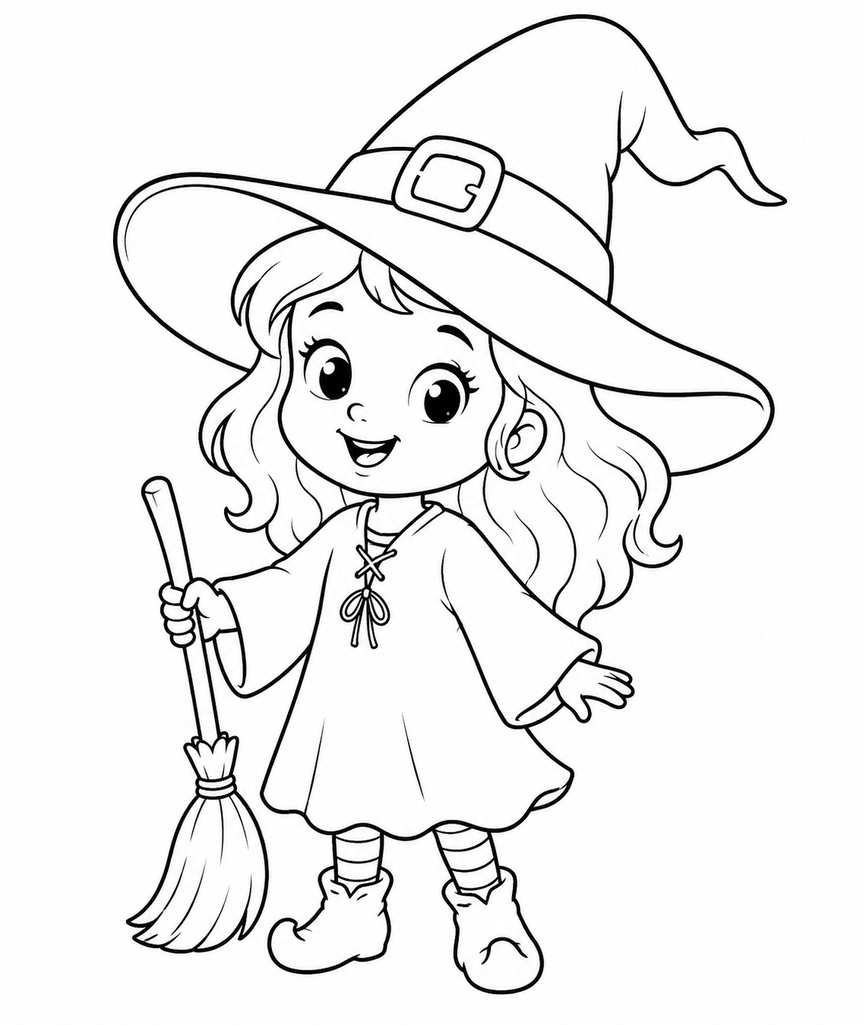 Halloween bruxinha para colorir para colorir