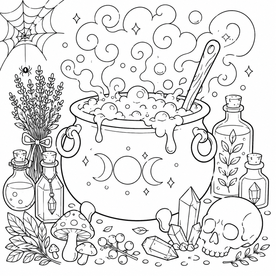 Halloween caldeirao para colorir para colorir