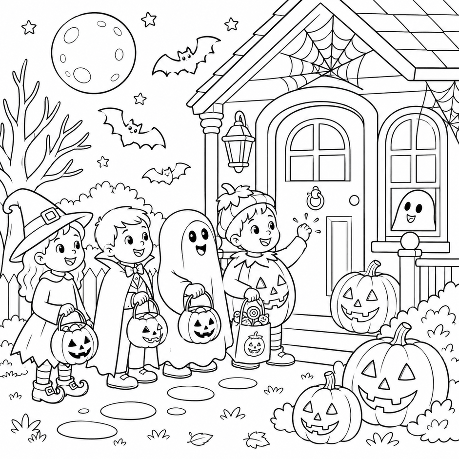 Halloween criancas para colorir para colorir