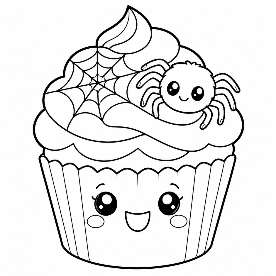 Halloween cupcake para colorir para colorir