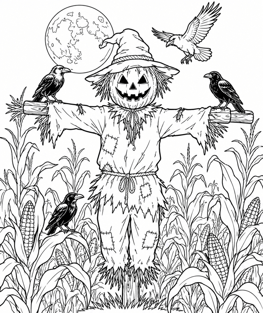 Halloween espantalho para colorir para colorir