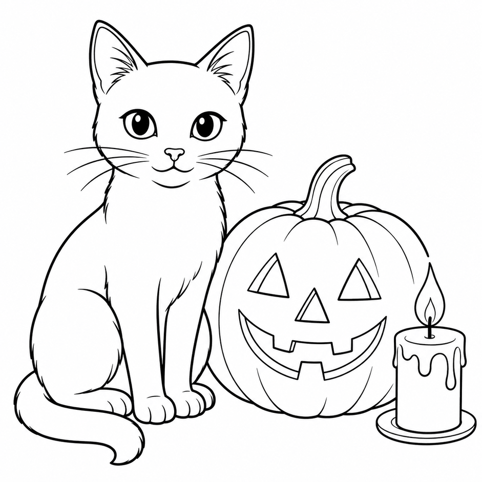 Halloween gato para colorir para colorir