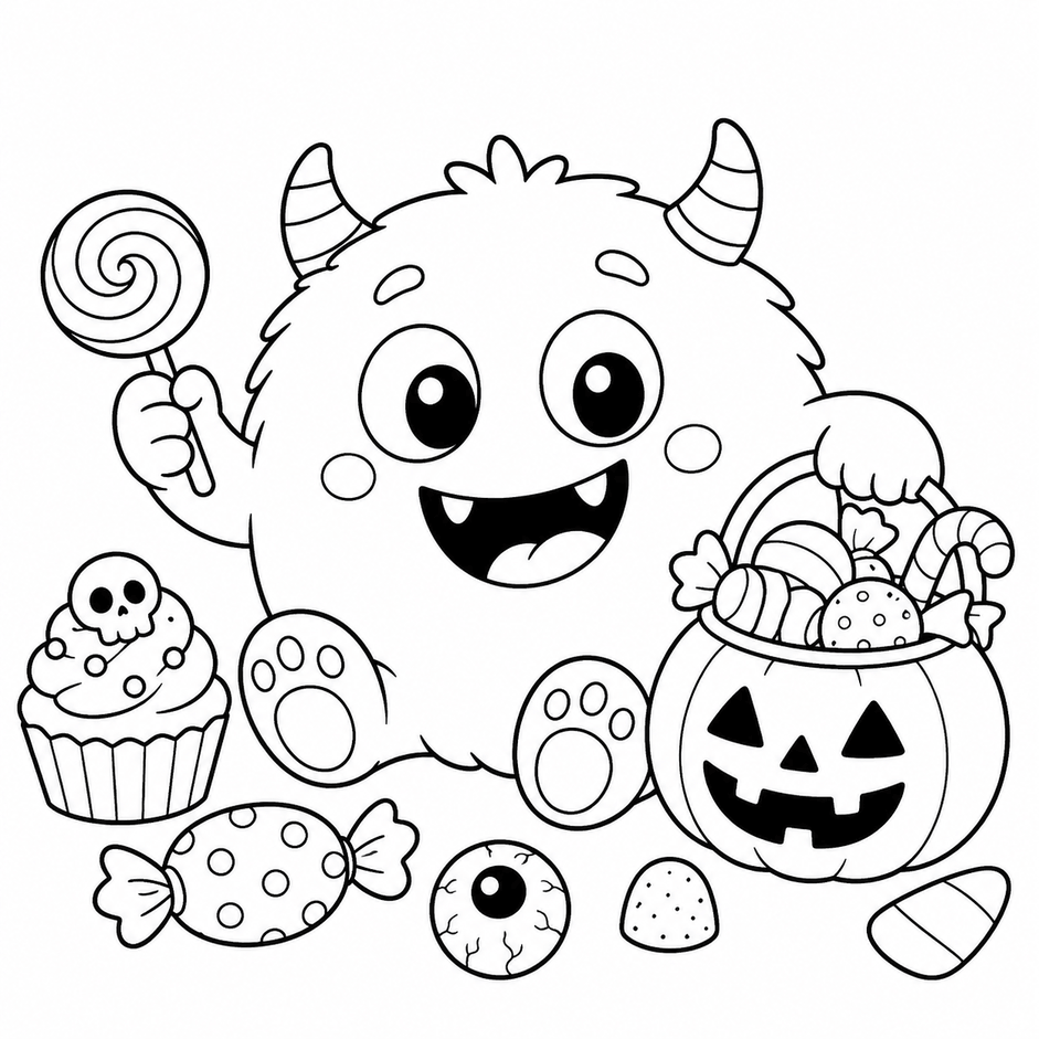 Halloween monstrinho para colorir para colorir