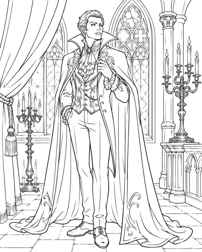 Vampiro halloween detalhado para colorir para colorir