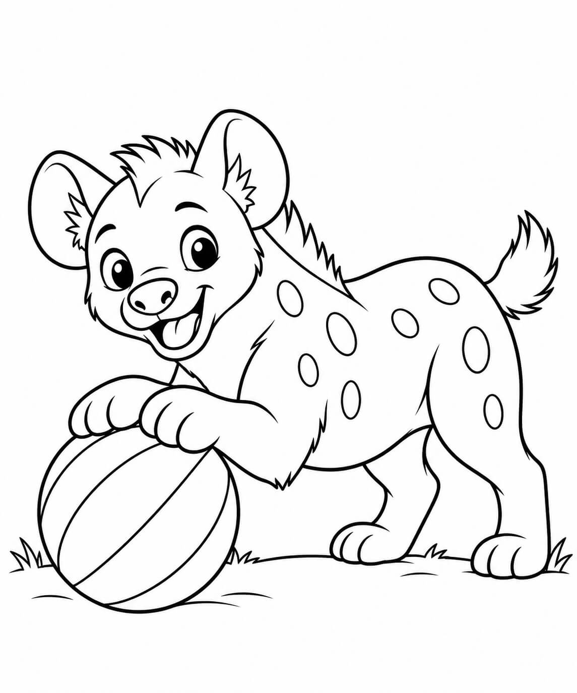 Hiena com bola para colorir para colorir